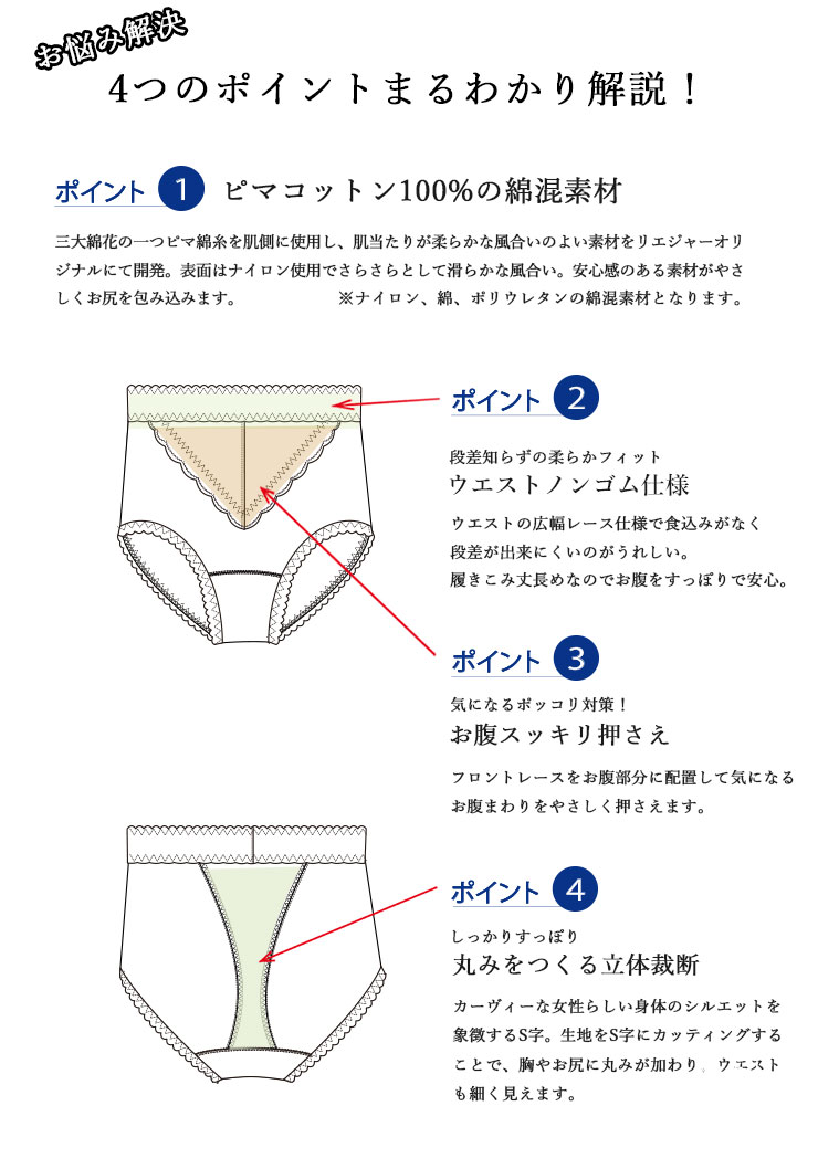 リエジャー riesure 新着感新着感ショーツ 同色2枚組