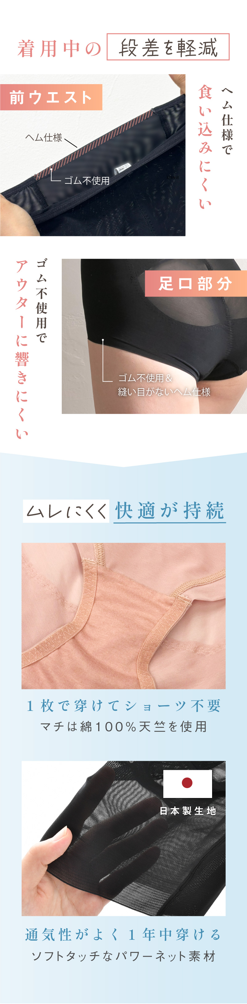 glamore（グラモア）Makuakeで大好評のととのうガードルにショーツタイプ誕生。 メッシュ生地で夏でも快適なレギュラー丈のガードル。着用するだけでお尻とお腹同時にととのう！ショーツ感覚で理想のラインへ。丸みのあるキレイなボディラインにととのいます。